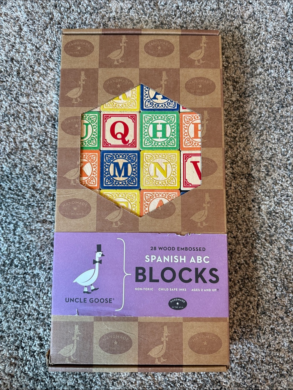 Spanish ABC Blocks: Handmade, Non-toxic Educational Wooden Blocks